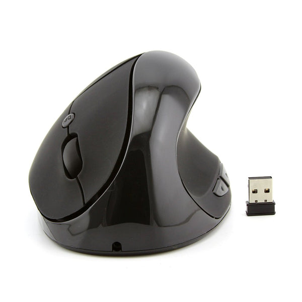 Wireless Mouse, Ergonomic Vertical Wireless High Precision Rechargeable Mouse 6 Buttons 800-1200-1600DPI Silent Optical Office Mouse with USB Receiver for laptops/PC/Macbook, Right Hand Mouse (Black)