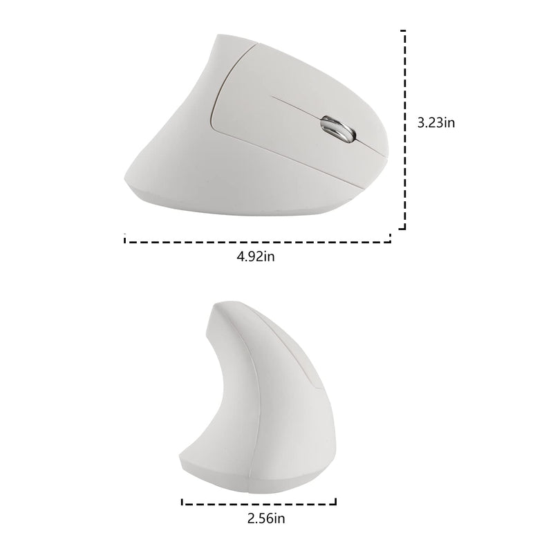 Vertical Mouse Wireless Ergonomic Mouse Portable 2.4G Optical Cordless Mice with USB Receiver Lightweight Wireless Mouse for PC Computer Laptop for Right Hand, 800/1200/1600 DPI, 6 Buttons, White