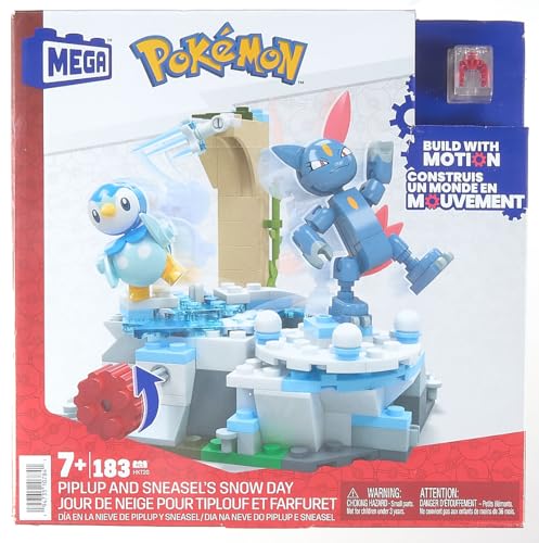 MEGA Pokémon Action Figure Building Toys, Piplup and Sneasel's Snow Day with 171 Pieces and Motion, 2 Poseable Characters, for Kids, HKT20