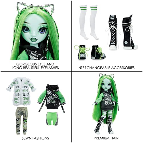 Shadow High Rainbow Vision Neon Shadow - HARLEY LIMESTONE - Neon Green Fashion Doll, Mix & Match Designer Outfits and Rock Band Accessories Playset - For Kids and Collectors Ages 6+