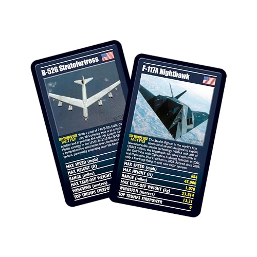 Top Trumps Ultimate Military Jets Classics Card Game, learn facts about the Dassault Rafale and the E-3 Sentry in this educational packed game, 2 plus players makes a great gift for ages 6 plus