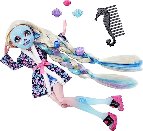 Monster High Doll, Lagoona Blue Spa Day Set with Wear and Share Accessories Like Hair Clips, Hair Chalk and Tattoos (HKY69)