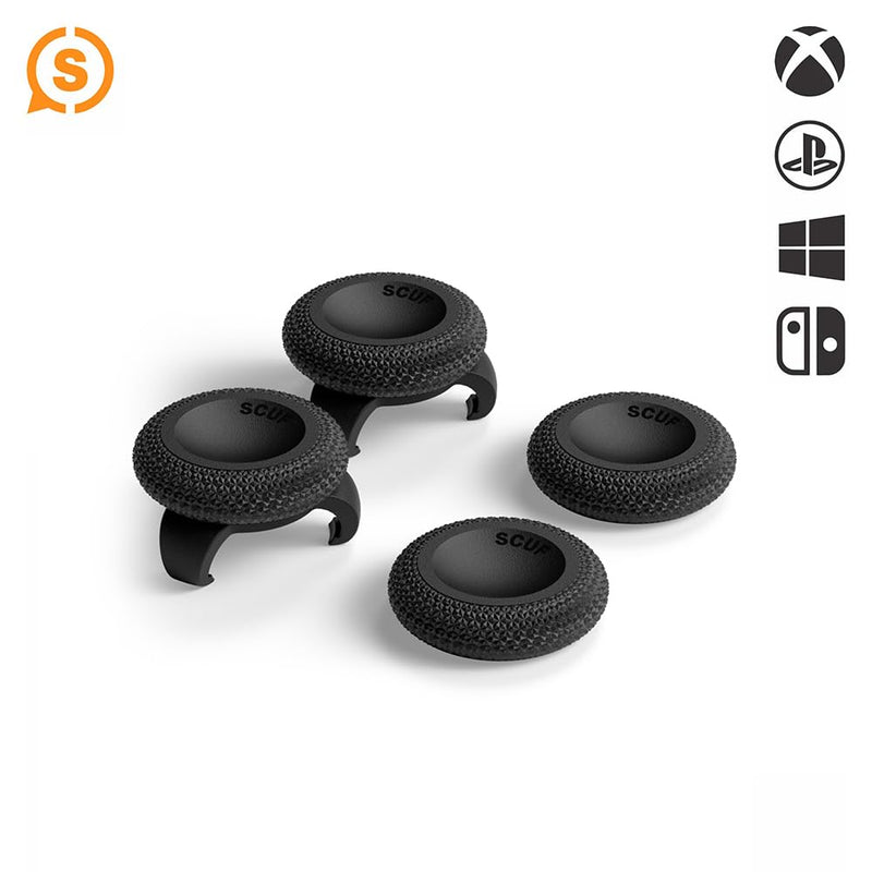 SCUF Thumbstick Grips - 4 Pack with 2 Bases - Catalyst - Joystick Thumb Grips For Xbox One and Xbox Series X|S, PS4, PS5, Nintendo Switch Pro Controller - Black