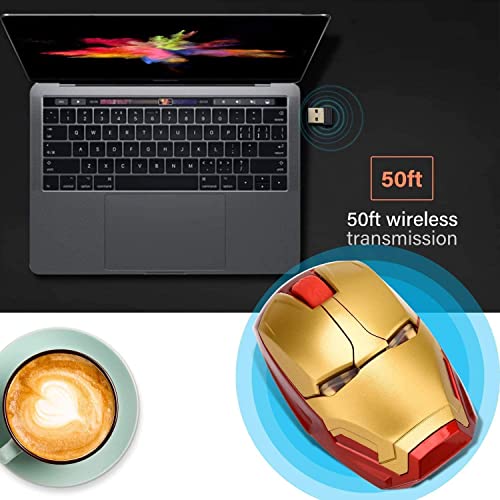 Ergonomic Wireless Mouse, Iron Man Mouse 2.4G Portable Mobile Computer Mouse with USB Nano Receiver for Notebook, PC, Laptop, Computer, MacBook, Responds up to 33 ft. (10m)