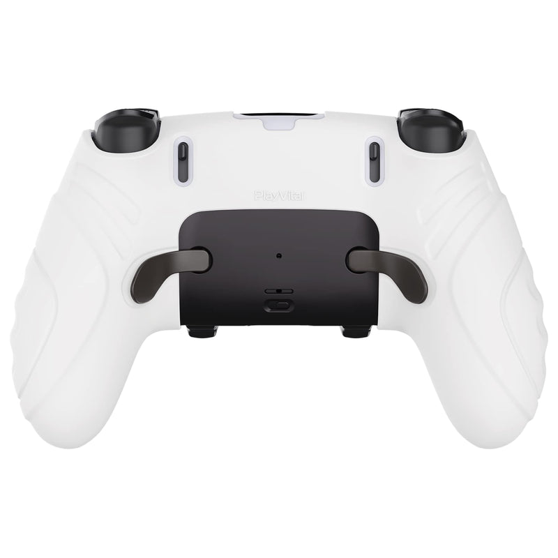 playvital Guardian Edition Anti-Slip Ergonomic Silicone Cover Case for ps5 Edge Controller, Soft Rubber Protector Skin for ps5 Edge Wireless Controller with Thumb Grip Caps - White