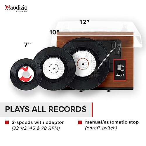 Audizio Tulsa Record Player Bluetooth Turntable System: Retro Record Player with Built-in Speakers, Perfect for Vinyl Records, Complete Home Audio Experience with DAB - The Ultimate Stereo System