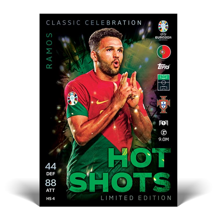 Topps Official Euro 2024 Match Attax - Mega Tin 1 - Hot Shots - contains 44 EURO 2024 Match Attax cards plus 4 exclusive Hot Shots Limited Edition cards!