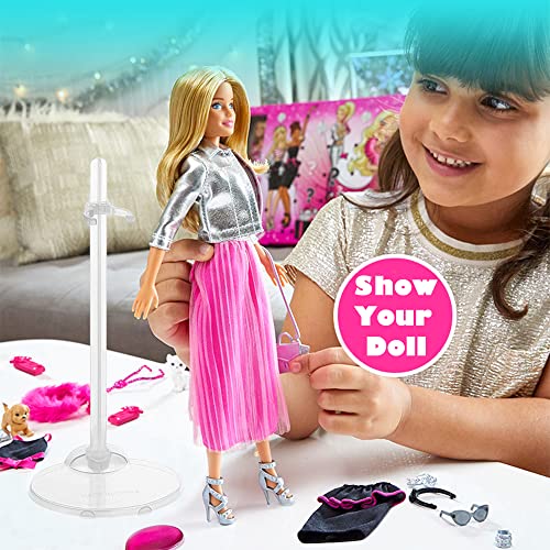 BieFuSin 10Pcs Doll Stands Display Holders, Transparent Plastic Doll Display Stand Support for 11 to 13 Inch Dolls, Adjustable Action Figure Stand Barbie Accessories for Dolls (10Pcs)