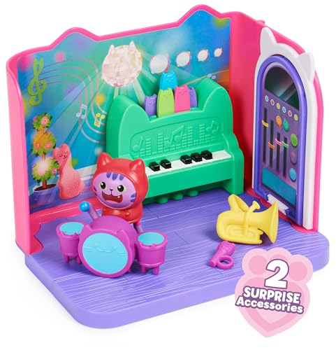 Gabby’s Dollhouse, Groovy Music Room with Daniel James Catnip Figure, 2 Accessories, 2 Furniture Pieces and 2 Deliveries, Kids’ Toys for Ages 3 and above