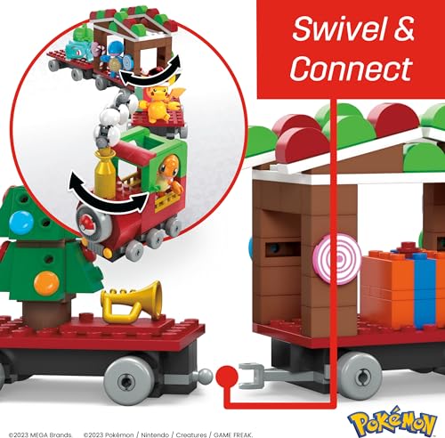 MEGA Pokémon Action Figure Building Toys, Holiday Train with 373 Pieces, 4 Poseable Characters, Gift Idea for Kids, HHP69