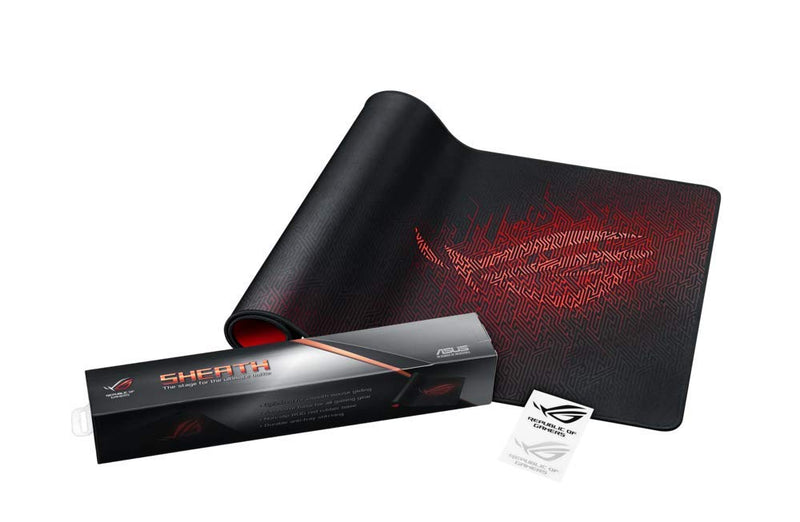 ASUS ROG Sheath Extended Soft Cloth Gaming Mouse Pad with Smooth Gliding Surface and Non-Slip Base - Black/Red