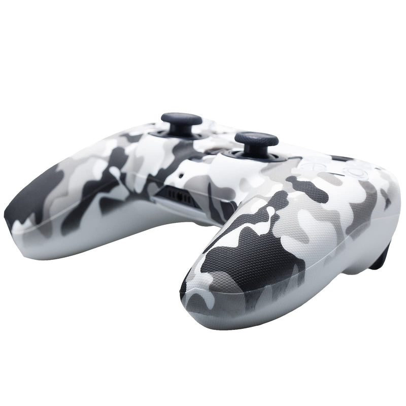 YoRHa Studded Printing Silicone Rubber Customizing Skin Cover for PS5 Dualsense Controller x 1(Camouflage White) with Pro Thumb Grips x 10