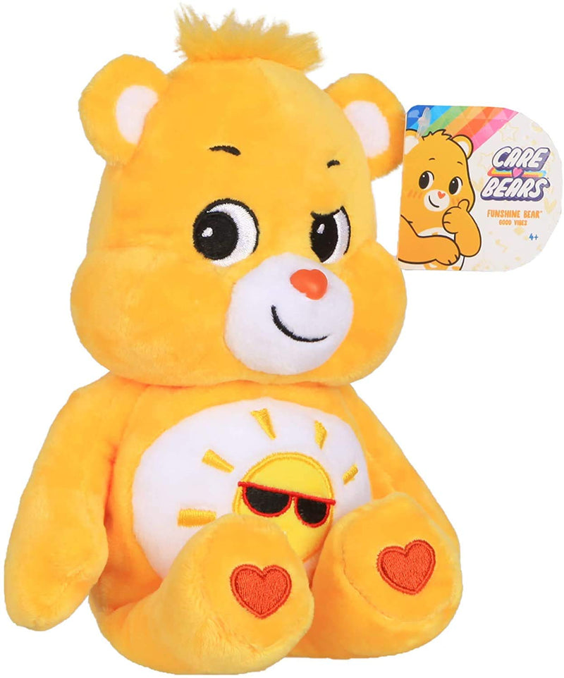 Care Bears | Funshine Bear 22cm Bean Plush | Collectable Cute Plush Toy, Cuddly Toys for Children, Soft Toys for Girls and Boys, Cute Teddies Suitable for Girls and Boys Ages 4+ | Basic Fun 22044