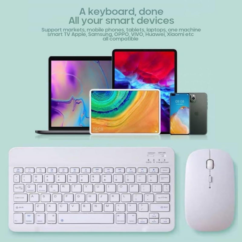Mini Wireless Bluetooth Keyboard and Mouse Combo Set 2.4 GHz Rechargeable USB Portable Keyboard for iOS iPad Pro, iPad Air, iPad Mini, Mac, Windows, PC, Laptop, Computer, Android, Tablets, Smartphone