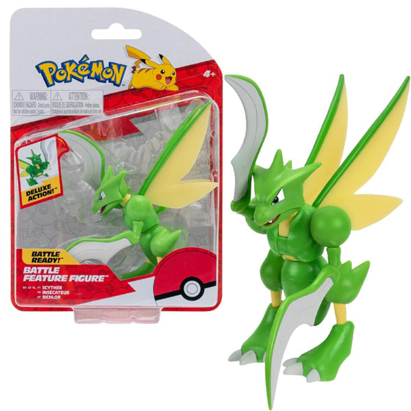 Pokémon SCYTHER BATTLE FEATURE FIGURE - 4.5-Inch Scyther Battle Figure with Chop Attack Arms