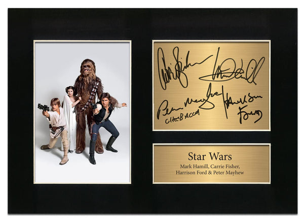 Zulu Image Star Wars Signed by Mark Hamill, Carrie Fisher, Harrison Ford & Peter Mayhew | Autograph A4 Printed Photo Reproduction Memorabilia Print Picture Display No69, Black