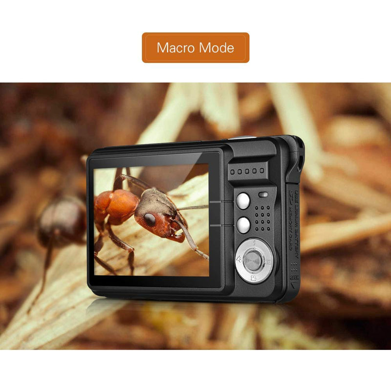 Andoer Digital Camera,Camera Digital Video Camcorder with 2 Batteries 8X Digital Zoom Anti-Shake 2.7 Inch LCD Camera for Adults/Seniors/Children/Teens-Black