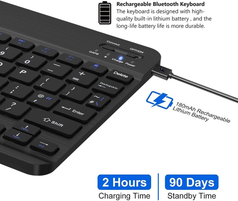 MAXDIGI Wireless Bluetooth Keyboard 2.4 GHz QWERTY Ultra Light Slim Portable Keyboard for iOS iPad Pro, iPad Air, iPad Mini, Mac, Windows, Android, Tablets, PC, Desktop, Computer, Smartphone, Smart tv