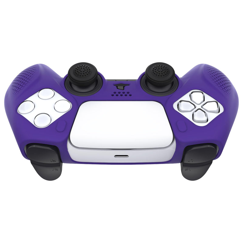 PlayVital Ninja Edition Anti-Slip Silicone Cover Skin for ps5 Wireless Controller, Ergonomic Protector Soft Rubber Case for ps5 Fits with Charging Station with Thumb Grip Caps - Purple