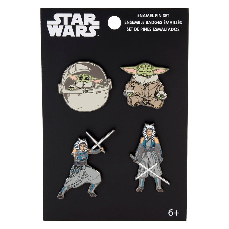 Loungefly : Funko - the Child - Star Wars: Ahsoka Yoda Enamel Pin Set 4pk - Star Wars: the Mandalorian Enamel Pins - Cute Collectable Novelty Brooch - for Backpacks & Bags - Gift Idea