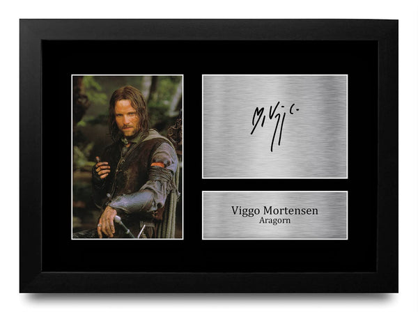 HWC Trading FR A4 Viggo Mortensen Lord of the Rings Aragorn Gifts Printed Signed Autograph Picture for Movie Memorabilia Fans - A4 Framed