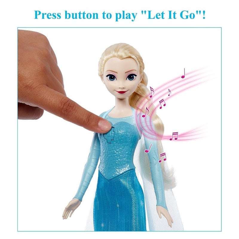 Mattel Disney Frozen Singing Elsa Doll, Frozen Elsa in Signature Clothing, Poseable Doll with Button that Sings "Let It Go" Song, Toys for Ages 3 and Up, English Version, HLW55