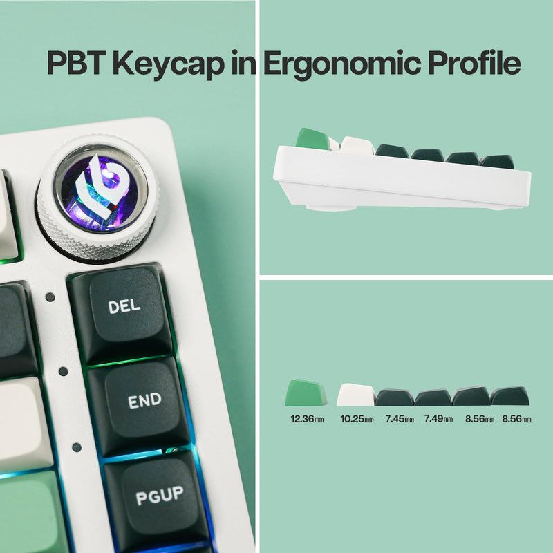 EPOMAKER x LEOBOG Hi75 Aluminum Alloy Wired Mechanical Keyboard, Programmable Gasket-mounted Gaming Keyboard with Mode-Switching Knob, Hot Swappable, NKRO, RGB (White Green, Juggle V2 Switch)