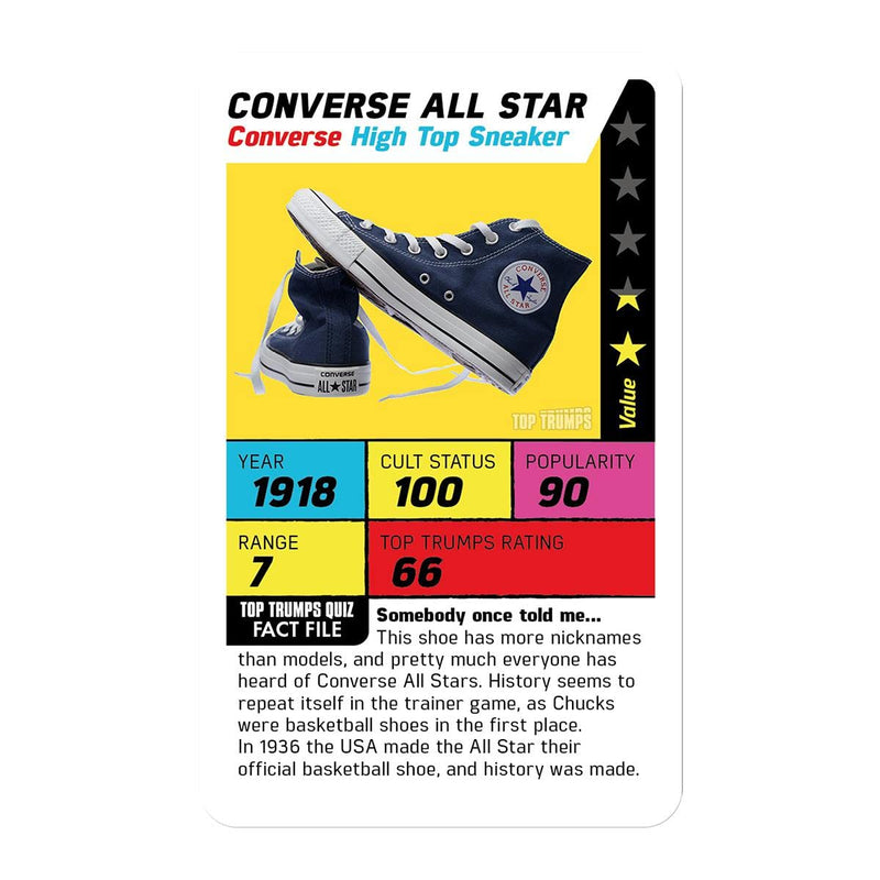 Top Trumps Guide to Sneakers and Trainers Trends Specials Card Game English Edition, Featuring 30 of the most innovative designs from every era of sneakers, Educational card game for ages 6 and up.