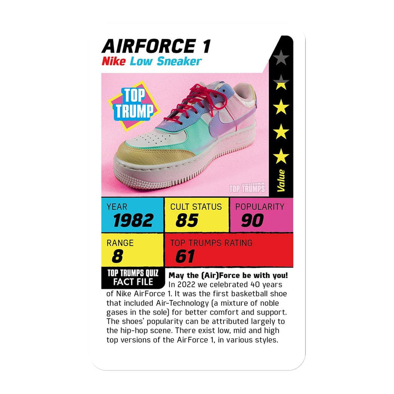 Top Trumps Guide to Sneakers and Trainers Trends Specials Card Game English Edition, Featuring 30 of the most innovative designs from every era of sneakers, Educational card game for ages 6 and up.