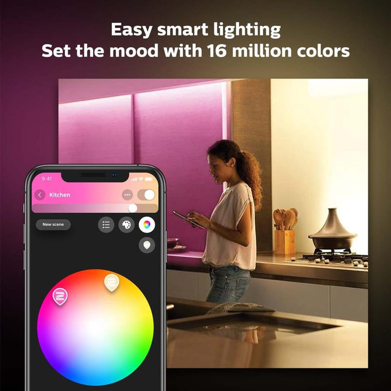 Philips Hue Lightstrip Plus v4 [2 m] White and Colour Ambiance Smart LED Kit with Bluetooth, Works with Alexa, Google Assistant and Apple HomeKit