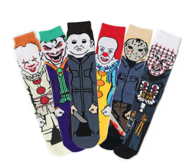 EZB Horror Film Character Crew Socks | Fun Gift Idea for Men & Women | Size 5-10 | Beetlejuice