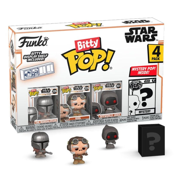 Funko Bitty POP!: Mandalorian - The Mandalorian™, Bitty Pop! Kuiil™, Bitty Pop! Offworld Jawa™, and a mystery Bitty Pop! figure - 0.9 Inch (2.2 Cm) Collectable - Gift Idea - Cake Topper