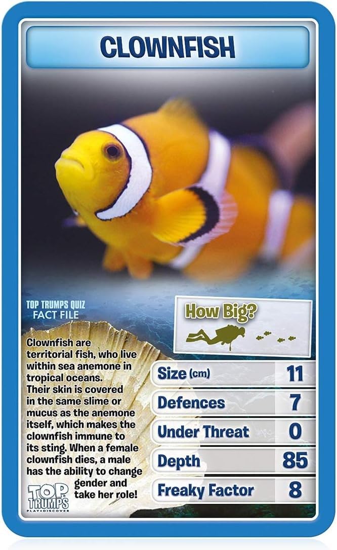 Top Trumps Creatures of the Deep Classic Card Game, learn facts about the blue blubber jellyfish, octopus and penguins in this educational packed game, gift and toy for boys and girls aged 6 plus