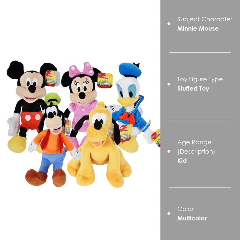 Disney Gang 9" Bean Plush Mickey Minnie Mouse Donald Pluto Goofy - 5 Pack