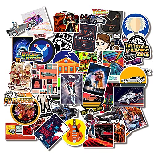 Back To The Future Stickers for Skateboard(50PCS),Gift for Children Teens Adults Waterproof Funny Movie Stickers Pack for Laptop,Vinyl Stickers for Water Bottle,Car,Bumper,Motorcycle,Bicycle,Scrapbook