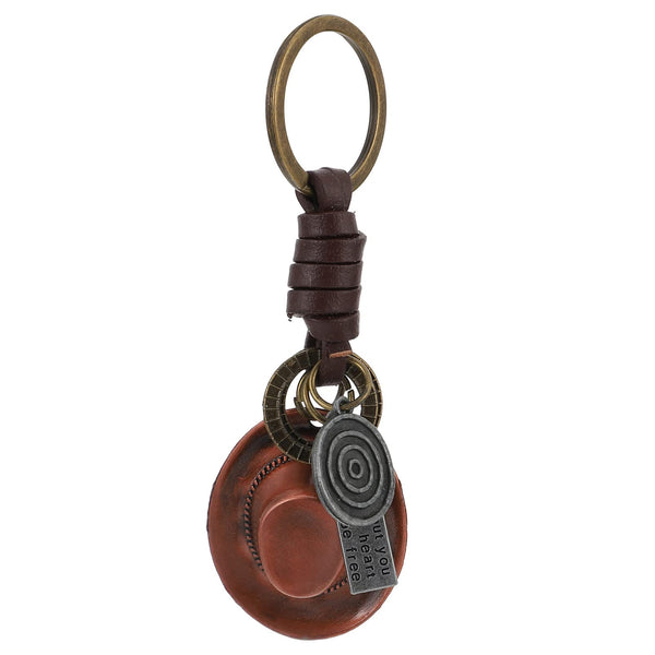 ifundom Yellowstone Merchandise Bronze Hat Keychain Leather Car Key Accessory for Men Women Boot Gift