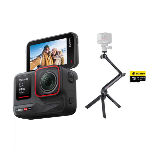 Insta360 Ace Pro Creator Kit - Waterproof Action Camera Co-engineered with Leica, Flagship 1/1.3" Sensor and AI Noise Reduction for Unbeatable Image Quality, 4K120fps, 2.4" Flip Screen & AI Features