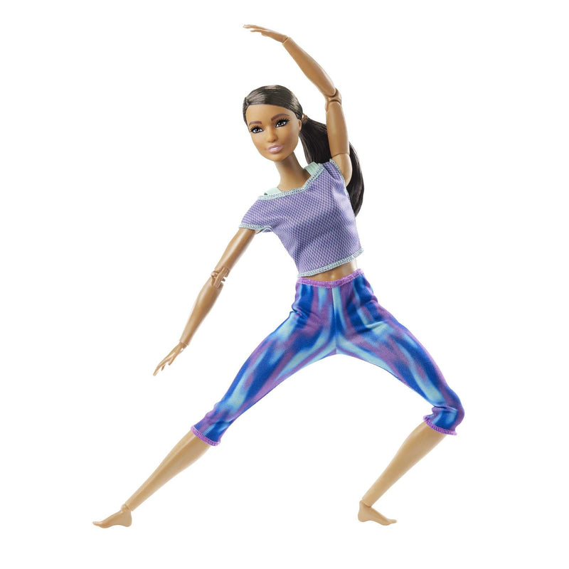 Barbie Made to Move Doll with 22 Flexible Joints & Curly Brunette Ponytail Wearing Athleisure-wear for Kids 3 to 7 Years Old, GXF06