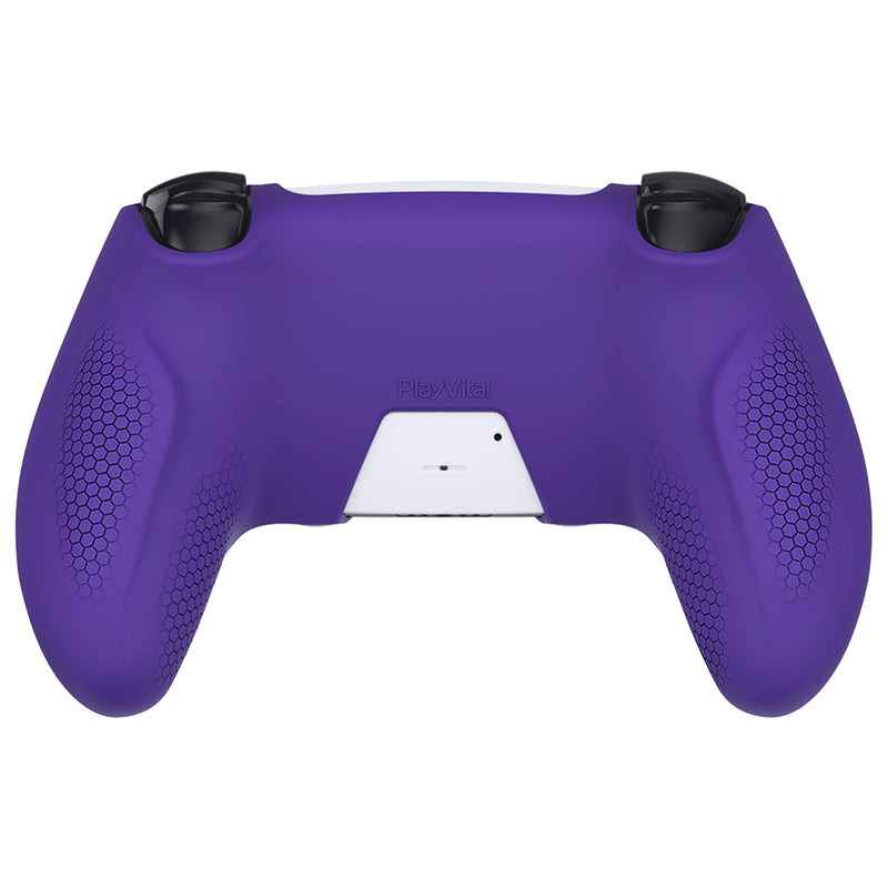 PlayVital Ninja Edition Anti-Slip Silicone Cover Skin for ps5 Wireless Controller, Ergonomic Protector Soft Rubber Case for ps5 Fits with Charging Station with Thumb Grip Caps - Purple