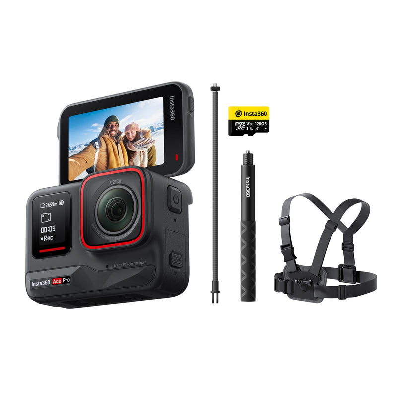 Insta360 Ace Pro Winter Kit - Waterproof Action Camera Co-engineered with Leica, Flagship 1/1.3" Sensor and AI Noise Reduction for Unbeatable Image Quality, 4K120fps, 2.4" Flip Screen & AI Features