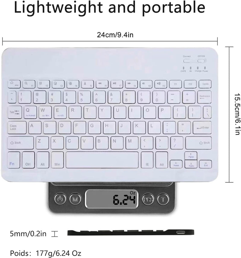 MAXDIGI Wireless Bluetooth Keyboard 2.4 GHz QWERTY Ultra Light Slim Portable Keyboard for iOS iPad Pro, iPad Air, iPad Mini, Mac, Windows, Android, Tablets, PC, Desktop, Computer, Smartphone, Smart tv