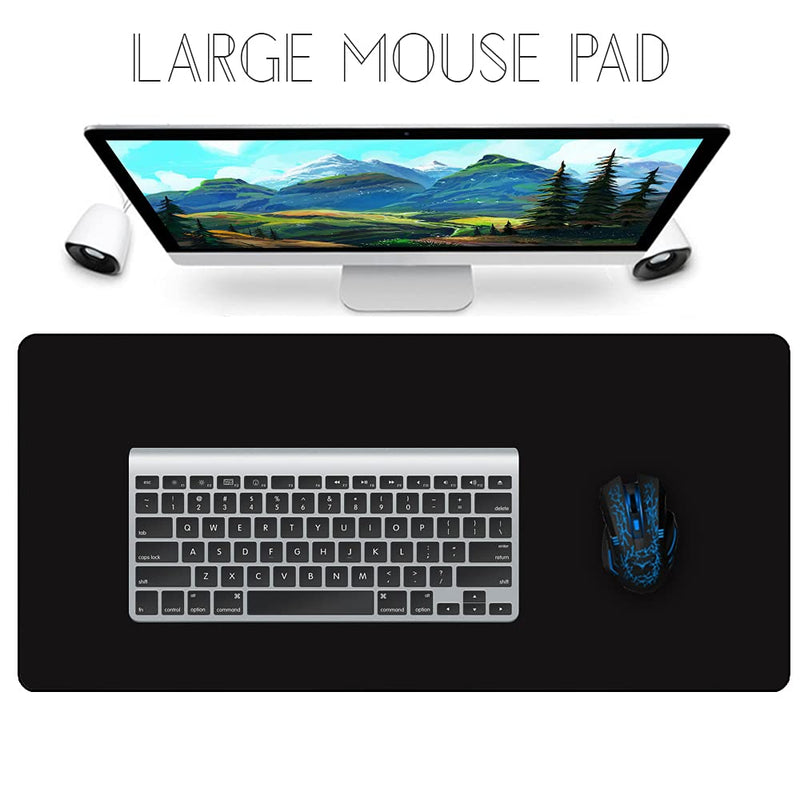 Game Mouse Pad Keyboard Pad for Computer Laptop Waterproof Mat Desk Pad with Anti-slip Rubber Base Large Rectangle Mouse Mat-Black 800x300x2MM