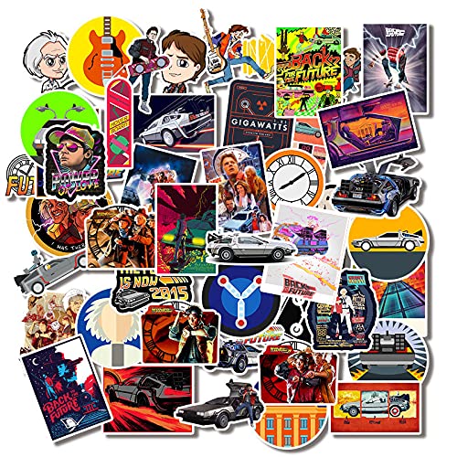 Back To The Future Stickers for Skateboard(50PCS),Gift for Children Teens Adults Waterproof Funny Movie Stickers Pack for Laptop,Vinyl Stickers for Water Bottle,Car,Bumper,Motorcycle,Bicycle,Scrapbook