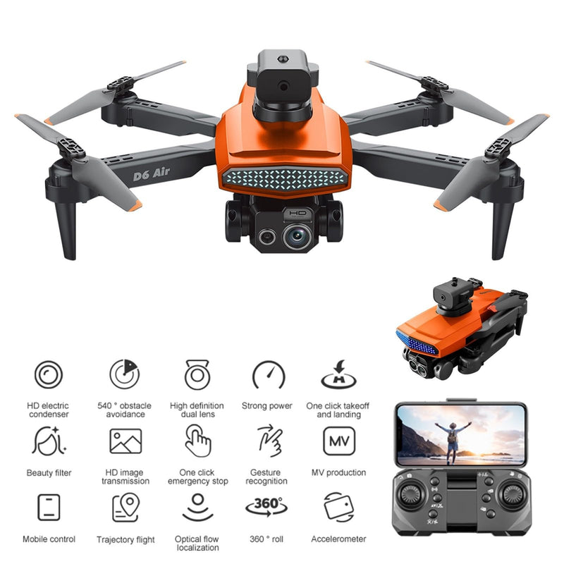 Dual-camera Drone Folding UAV, 4K HD Aerial Photography Drone 5G WIFI Transmission Drone Brushless Motor Mobile Phone Control Multiple Flight Modes with Obstacle Avoidance Head Assembly