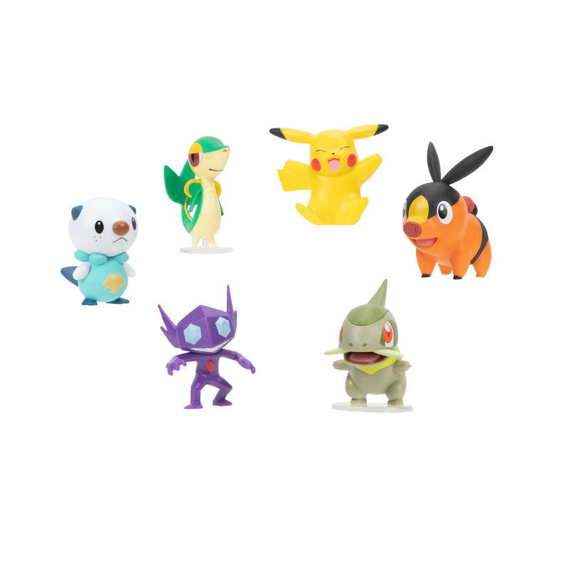 Pokémon Battle Figure 6 Pack - Features 2-Inch Sableye, Axew, Snivy, Tepig, Oshawott & Pikachu - Authentic Details