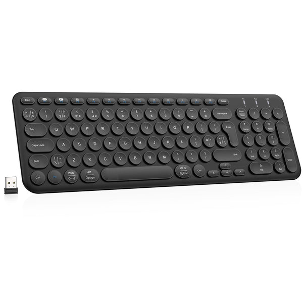 PINKCAT Wireless Keyboard, 2.4G/Bluetooth Keyboard Rechargeable Ultra Slim Keyboard with Numeric Keypad for Mac/Computer/Desktop/PC/Laptop/Surface/Smart TV/Notebook and Windows 10/8/7 - Black