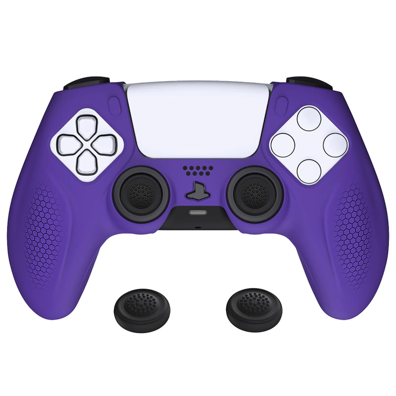 PlayVital Ninja Edition Anti-Slip Silicone Cover Skin for ps5 Wireless Controller, Ergonomic Protector Soft Rubber Case for ps5 Fits with Charging Station with Thumb Grip Caps - Purple