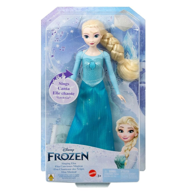 Mattel Disney Frozen Singing Elsa Doll, Frozen Elsa in Signature Clothing, Poseable Doll with Button that Sings "Let It Go" Song, Toys for Ages 3 and Up, English Version, HLW55