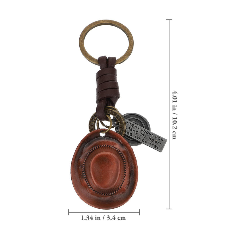 ifundom Yellowstone Merchandise Bronze Hat Keychain Leather Car Key Accessory for Men Women Boot Gift