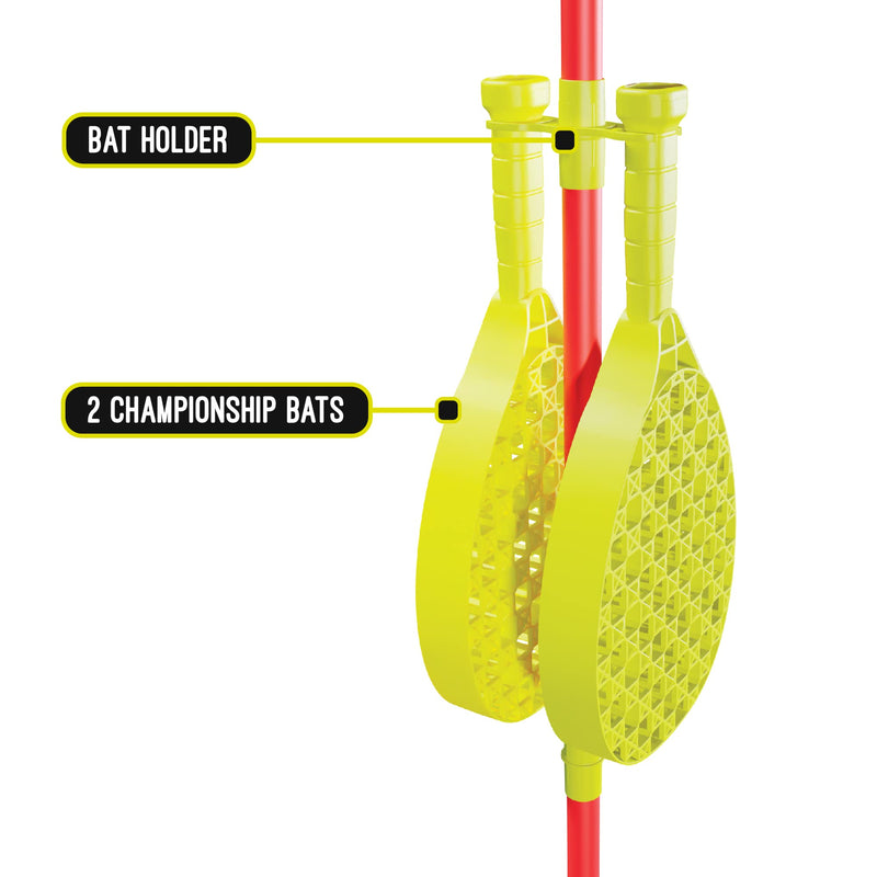 Classic All Surface Swingball Set, Real Tennis Ball, Championship Bats, All Surface Base with Integrated Carry Case for Transportation, For ages 6+ to Adult, Classic Outdoor Games, Red and Yellow